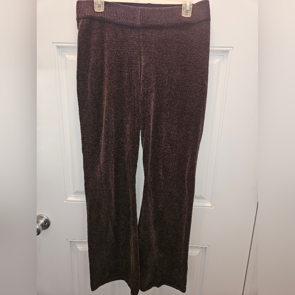 Velvet Wide-Leg Pants in Deep Brown